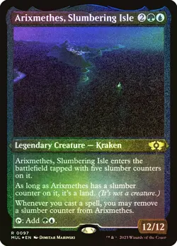 MTG FOIL ETCHED Arixmethes, Slumbering Isle - Multiverse Legends #097 - Image 1