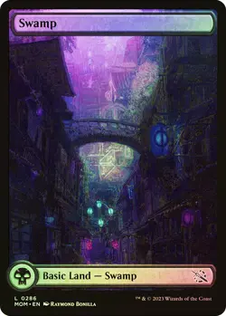 MTG FOIL Swamp(#286) Full Art - March of the Machine #286 - Image 1