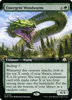 MTG Emergent Woodwurm Extended Art - March of the Machine Commander #124 - Image 1