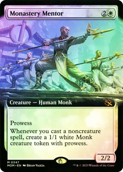 MTG FOIL Monastery Mentor Extended Art - March of the Machine #347 - Image 1
