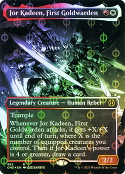 MTG COMPLEAT FOIL Jor Kadeen, First Goldwarden(#462) Borderless - Phyrexia: All - Image 1