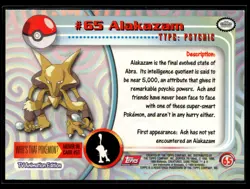 #65 Alakazam Pokemon 1999 Topps TV - Image 2