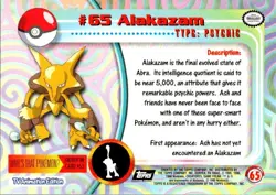 Black Label #65 Alakazam Pokemon 1999 Topps TV NM (SKU 1-5) - Image 2
