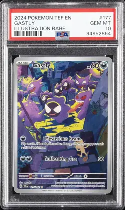 2024 POKEMON TEF EN-TEMPORAL FORCES ILLUSTRATION RARE #177 GASTLY PSA 10 - Image 1