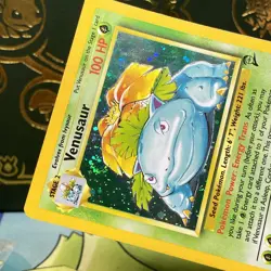 Venusaur Holo SWIRL Base Set 2 18/130 Pokemon 2000 Vintage WotC MP - Image 3