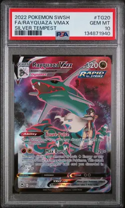 2022 POKEMON SWORD & SHIELD SILVER TEMPEST #TG20 FULL ART/RAYQUAZA VMAX PSA 10 - Image 1