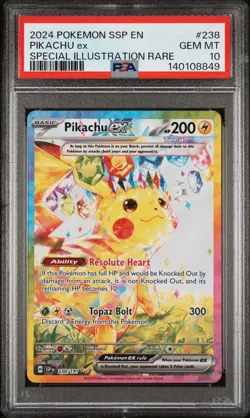 2024 POKEMON SSP EN-SURGING SPARKS SPECIAL ILLUSTRATION RARE PIKACHU EX PSA 10 - Image 1