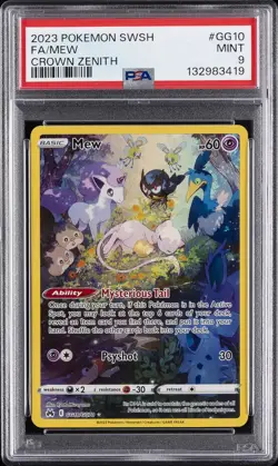 2023 POKEMON SWORD & SHIELD CROWN ZENITH #GG10 FULL ART/MEW PSA 9 - Image 1