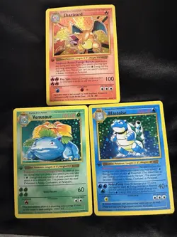 Pokemon 3pcs Set Charizard, Blastoise, Venusaur Holo Fan Art/Gift/Display - Image 1