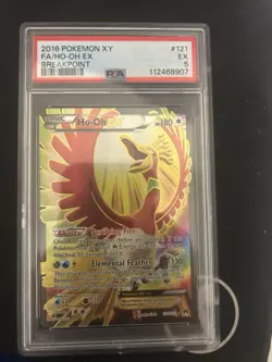 Pokemon TCG Ho-Oh EX Full Art Holo Ultra Rare Breakpoint PSA 5 121/122 - Image 1