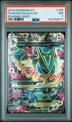 2015 POKEMON XY ROARING SKIES #105 FULL ART/M RAYQUAZA EX PSA 7 - Image 1