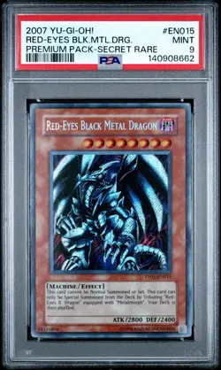 2007 Yu-Gi-Oh! Red-Eyes Black Metal Dragon Premium Pack 1 PP01 Secret Rare PSA 9 - Image 1