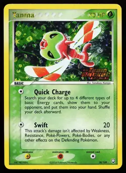 Yanma 28/109 Reverse Holo Stamped Team Rocket Returns Pokemon Card small crease - Image 1