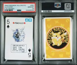 PSA 10 GEM MINT Pokemon Yellow Playing Card - Cloyster 5 of Spades (POP 2) - Image 1