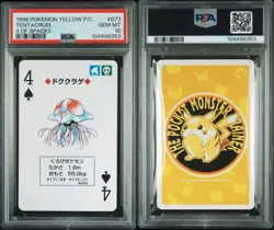 PSA 10 GEM MINT Pokemon Yellow Playing Card - Tentacruel 4 of Spades (POP 2) - Image 1