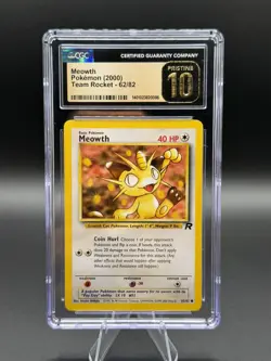 CGC Pristine 10 Meowth 62/82 2000 Team Rocket - Vintage Pokemon Card TCG - Image 1