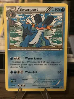 Pokemon TCG Swampert 35/160 Regular Rare Water HP150 Card Moderately Played - Image 1