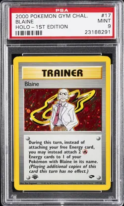 2000 POKEMON GYM CHALLENGE 1ST ED #17 BLAINE-HOLO PSA 9 - Image 1