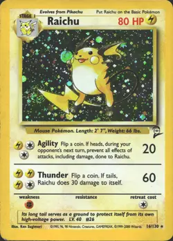 RAICHU 16/130 HOLO RARE BASE SET 2 POKEMON HOLO MP - Image 2