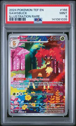 2024 POKEMON TEF EN-TEMPORAL FORCES ILLUSTRATION RARE #166 SAWSBUCK PSA 9 - Image 1