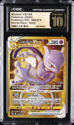 2022 POKEMON GO SECRET RARE #86 MEWTWO VSTAR CGC 10 PRISTINE - Image 1