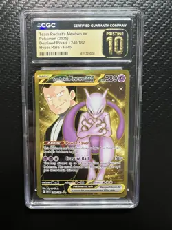 Pokemon Team Rocket's Mewtwo ex Destined Rivals Hyper Rare #240 CGC Pristine 10 - Image 1