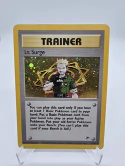Lt. Surge 17/132 Gym Heroes Holo Rare Pokemon TCG 2000 Ken Sugimori LP - Image 1