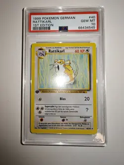 Pokemon Base Set Rattikarl PSA 10 Gem Mint #40 Deutsch - Image 1