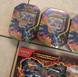 Pokemon TCG Charizard EX special Collection Box & 4 Charizard X/Y tin LOT! New! - Image 2