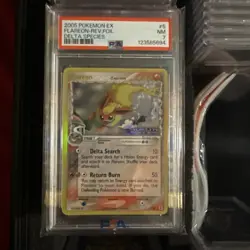 2005 POKEMON EX DELTA SPECIES #5 FLAREON REVERSE HOLOFOIL - PSA 7 - Image 1