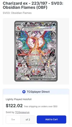 Pokemon Charizard ex Special Illustration Rare Holo SV03 Obsidian Flames 223/197 - Image 5
