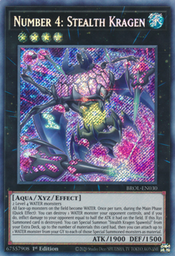 YUGIOH NUMBER 4: STEALTH KRAGEN SECRET RARE 1ST EDITION NEAR MINT BROL-EN030 - Image 1