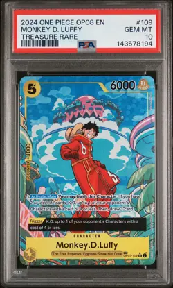 2024 One Piece OP08-Two Legends Monkey D. Luffy #109 Treasure Rare PSA 10 - Image 1