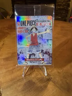 One Piece Monkey D. Luffy US Voyage College Basketball Promo Card Gonzaga SEALED - Image 1