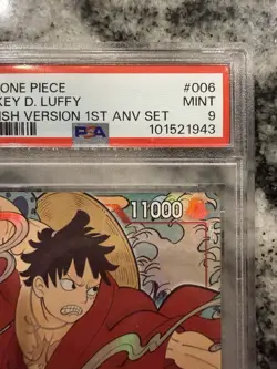 Namco Monkey.D.Luffy Super Rare Foil ST10-006 One Piece 1st Anniversary PSA 9 - Image 4