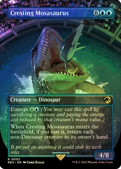MTG FOIL Cresting Mosasaurus Borderless - Jurassic World Collection #002 - Image 1