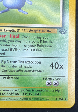 VILEPLUME 31/64 MP RARE JUNGLE UNLIMITED POKEMON 1999 - Image 2