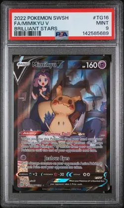 PSA 9 Pokemon Mimikyu V TG16/TG30 Brilliant Stars Trainer Gallery Full Art Holo - Image 1