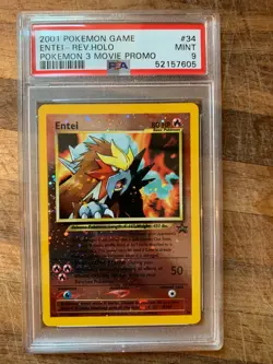 PSA 9 Pokemon Movie 3 Black Star Promo Entei Reverse Holo PSA 9 NM #34 WOTC - Image 1