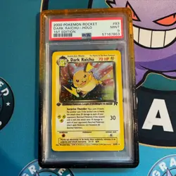 PSA 9 MINT 2000 Dark RAICHU 1st edition HOLO Pokemon Team Rocket 83/82 Swirl - Image 1