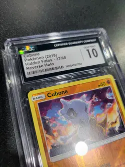 Cgc Gem Mint 10 Cubone Hidden Fates Reverse Holo 37/68 2019 Pokemon - Image 2