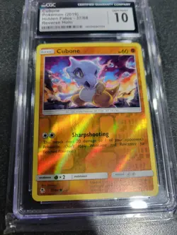 Cgc Gem Mint 10 Cubone Hidden Fates Reverse Holo 37/68 2019 Pokemon - Image 3