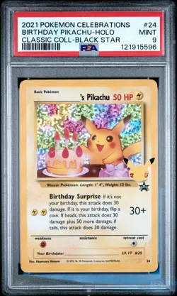 2021 POKEMON CELEBRATIONS CLASSIC COLL #24 BIRTHDAY PIKACHU-HOLO PSA 9 - Image 1