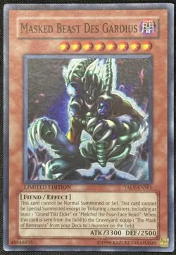 Yugioh Masked Beast Des Gardius Limited Edition Super Rare TAEV-ENSE1 LP - Image 1
