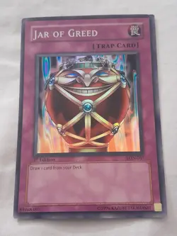Jar of Greed LON-047 Labyrinth of Nightmare 1st Edition Holo Yu-Gi-Oh TCG - Image 1