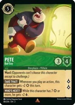 4x Pete - Bad Guy - 88/204 - Rare NM-Mint Disney Lorcana: Rise of the Floodborn - Image 1