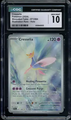 CGC 10 Cresselia Shrouded Fable 071/064 Illustration Rare Holo Pokemon Card - Image 1