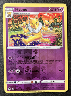 REVERSE HOLO Hypno 061/195 - 2022 Pokemon Silver Tempest Uncommon Card CLEAN NM - Image 1
