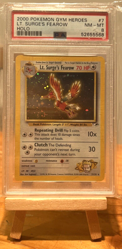Pokemon Trading Card 2000 Gym Heroes Holo Lt. Surge's Fearow #7/132 PSA 8 NM-MT - Image 1
