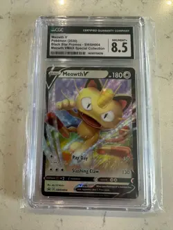 Meowth V SWSH004 SWSH: Sword & Shield Promo Cards Holo CGC 8.5 - Image 1